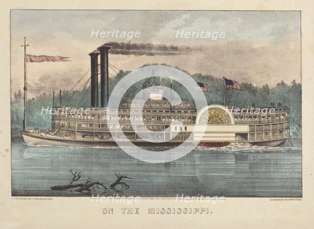 On the Mississippi, 1869. Creators: Nathaniel Currier, James Merritt Ives.