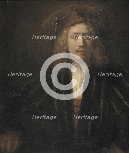 Young Man in a Pearl-trimmed Cap, 1650-1659. Creator: Workshop of Rembrandt.