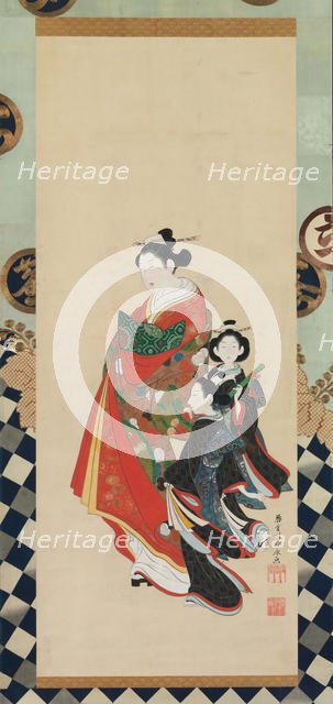 Courtesan and Attendants, late 18th century. Creator: Shunsho.