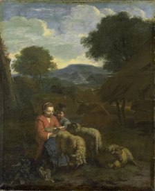 Shepherdess Reading, 1706. Creator: Simon van der Does.