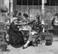 Outside a brasserie in Paris, 1881. Creator: Vilhelm Rosenstand.