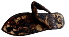 Tutankhamun’s sandal decorated with bound prisoners and sema-tawy symbols, 14th cen. BC. Artist: Ancient Egypt  