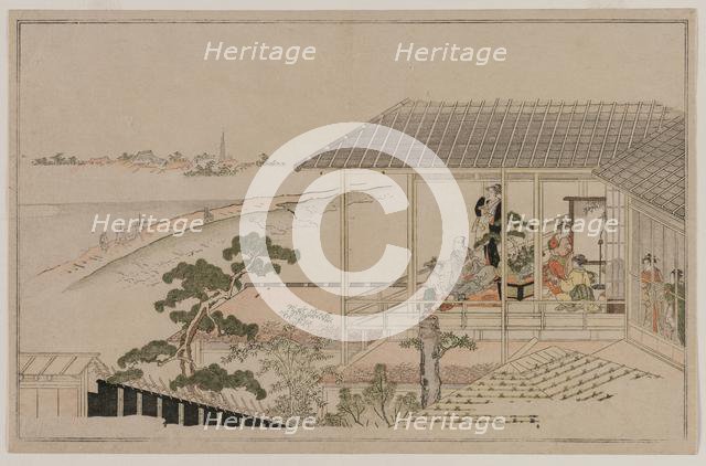 Moonrise Over the Nihon Embankment and the Yoshiwara, 1790. Creator: Kitagawa Utamaro (Japanese, 1753?-1806).