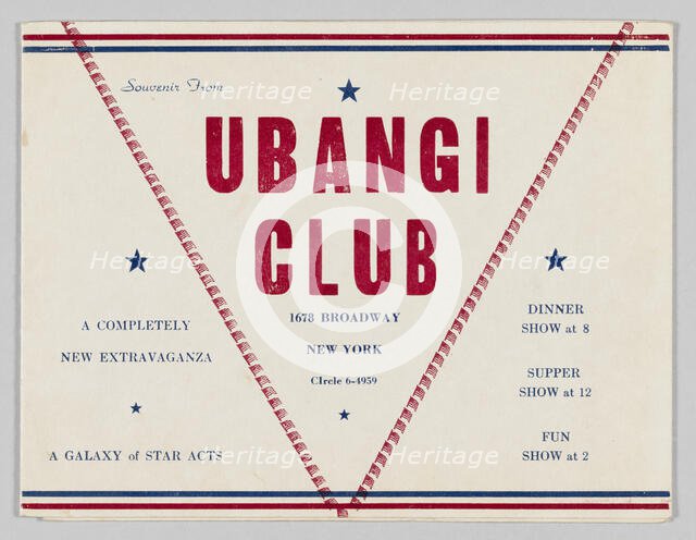 Photograph folder from the Ubangi Club, ca. 1942. Creator: Unknown.