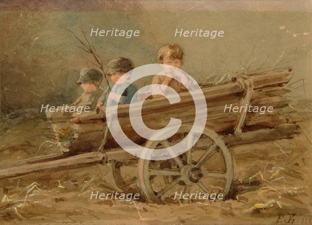 Children in a telega, 1882. Artist: Bem, Elizaveta Merkuryevna (1843-1914)