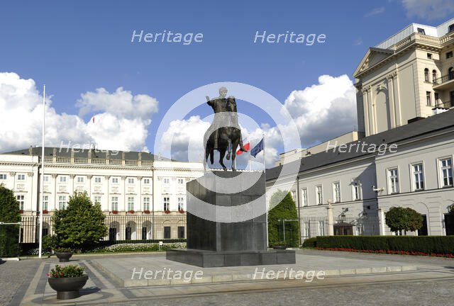 Equestrian statue of Prince Jozef Poniatowski, Presidential Palace, Warsaw, Poland, 2013.  Creator: LTL.