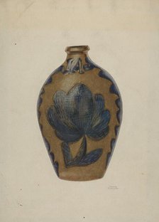 Pa. German Stoneware Flask, c. 1940. Creator: Beverly Chichester.