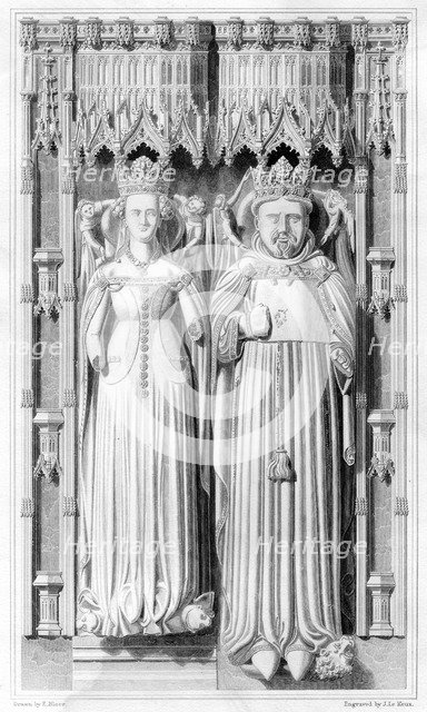 Effigy of Henry IV and his Queen Joan of Navarre in Canterbury Cathedral, 1826. Artist: John Le Keux