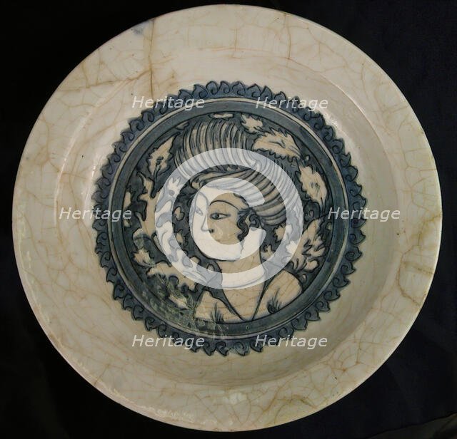 Dish with a Portrait of a Man, Northwestern Iran, 17th century. Creator: Unknown.