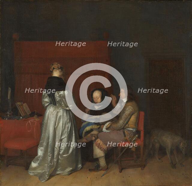 Gallant Conversation, Known as 'The Paternal Admonition', c.1654. Creator: Gerard Terborch II.