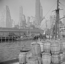 Barrels for loading fish at the Fulton fish market, New York, 1943. Creator: Gordon Parks.