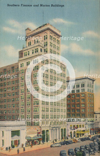 Southern Finance and Marion Buildings, Auguata, Georgia, 1943. Artist: Unknown