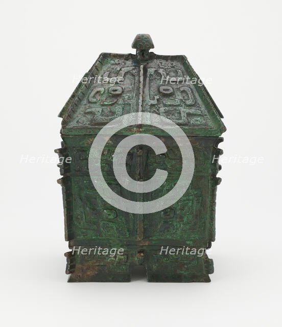 Square lidded ritual wine container with lid (fangyi), Late Shang dynasty, ca. 1200-1050 BCE. Creator: Unknown.