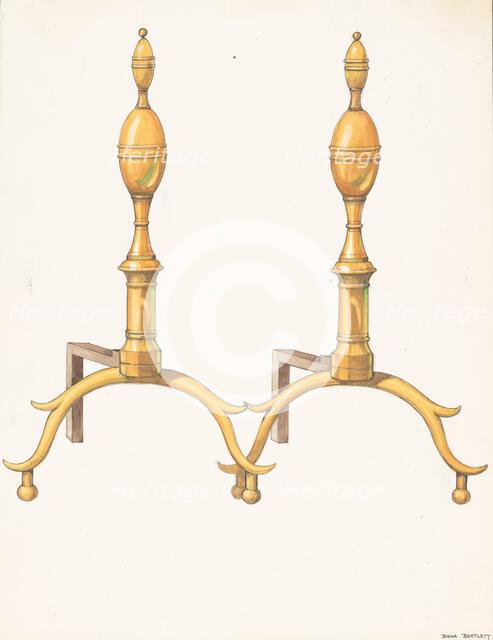 Andirons, c. 1937. Creator: Dana Bartlett.