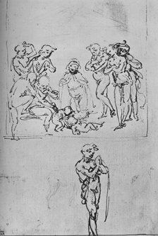 'Adoration of the Shepherd and Separate Study of a Shepherd', c1480 (1945). Artist: Leonardo da Vinci.