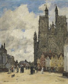 The Square of the Church of Saint Vulfran in Abbeville, 1884. Creator: Eugene Louis Boudin.
