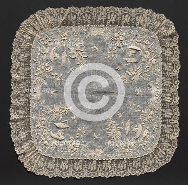 Embroidered Handkerchief, 1857. Creator: Unknown.
