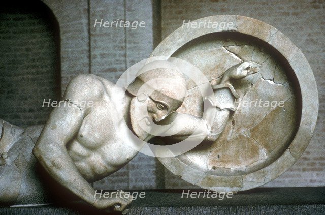 Detail of fallen warrior from the East Pediment of Temple of Aphaia, Aegina, Greece, c500-c480 BC. Artist: Unknown