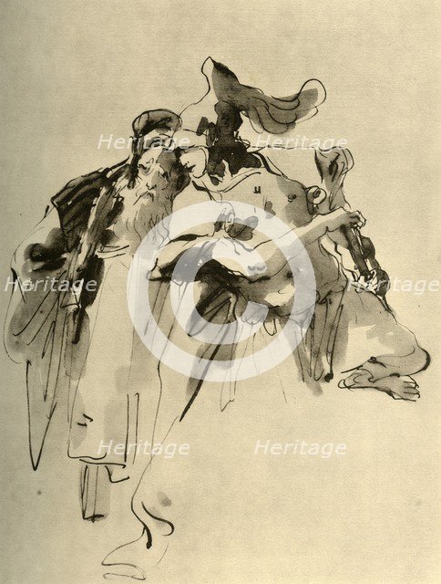 'A Soldier and an Old Man', mid 18th century, (1928). Artist: Giovanni Battista Tiepolo.