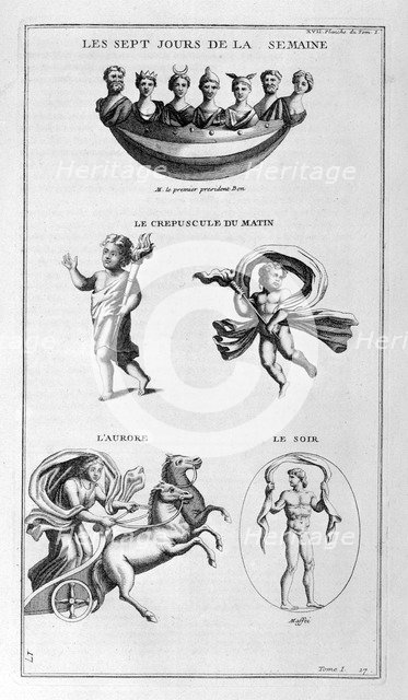 'Seven days of the week. Twilight, morning, dawn, the evening', 1757. Artist: Bernard de Montfaucon