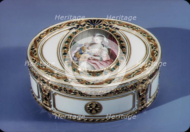Snuffbox with miniature of a mother nursing a child, 1775-76. Creator: Joseph Etienne Blerzy.