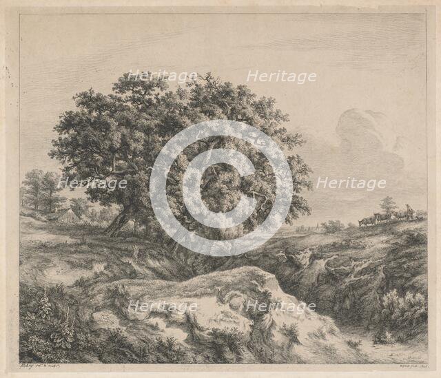 Le chêne au ravin (Oak Tree by a Ravine), 1845. Creator: Eugene Blery.