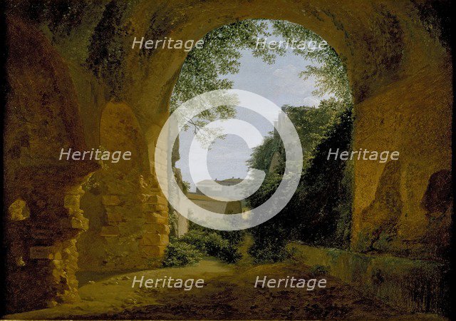 A View of a Garden, seen from within a Roman Vault, 1802-1824. Artist: Francois-Marius Granet.