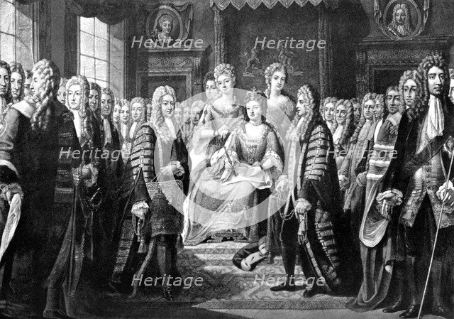 Articles of Union Presented by Commissioners to Queen Anne, 1706. Artist: Unknown