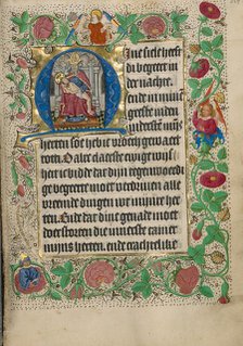 Initial M: The Throne of Grace Trinity; Book of Hours, Use of Utrecht, about 1460. Creator: Master of Evert Zoudenbalch.