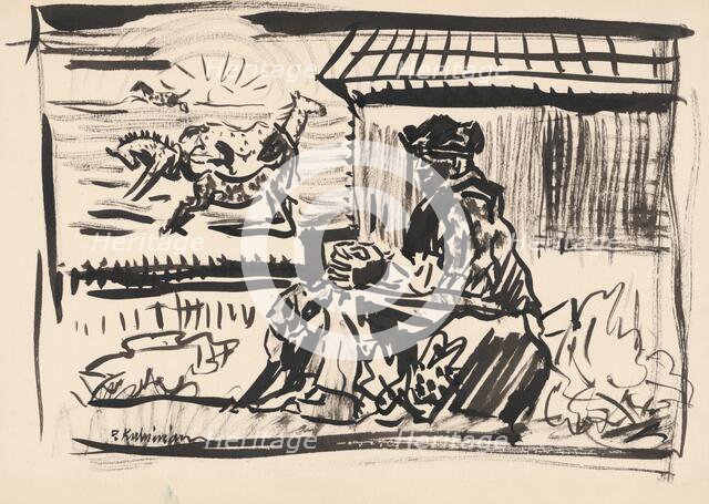 Man with horses, c1935. Creator: Arnold Peter Weisz-Kubincan.