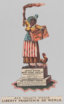Bar Thuldy's Statue: Liberty Frightenin de World, 1886., 1886. Creators: Nathaniel Currier, James Merritt Ives, Currier and Ives.