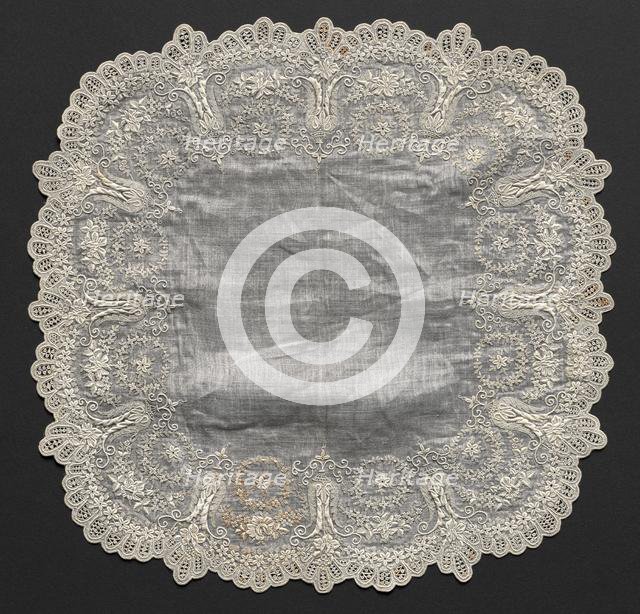 Embroidered Handkerchief, 19th century. Creator: Unknown.