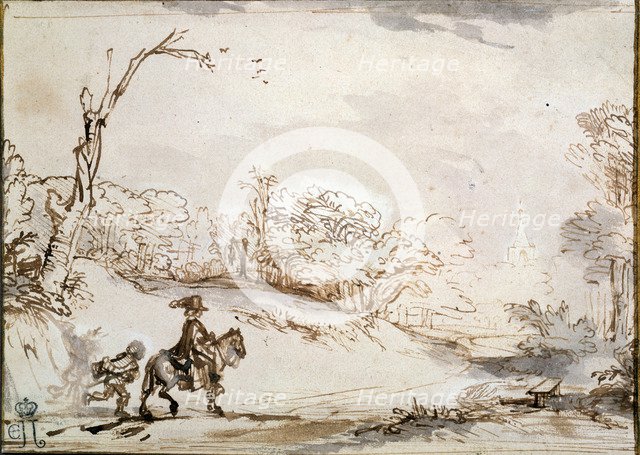 'Landscape with a Horseman', 1648-1650.  Artist: Rembrandt Harmensz van Rijn    