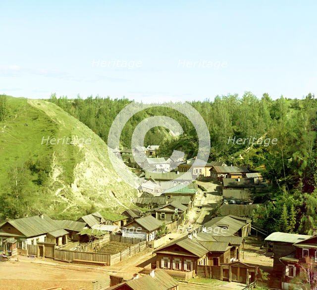 Small town of Vershiny near the city of Tobolsk, 1912. Creator: Sergey Mikhaylovich Prokudin-Gorsky.