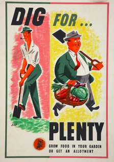 'Lend A Hand On The Land - Dig For Plenty', World War II poster, c1939-c1945. Creator: Ban.