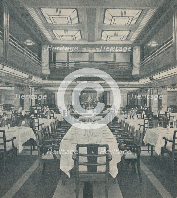 'First-Class Dining Saloon in the Queen of Bermuda', 1937. Artist: Unknown.
