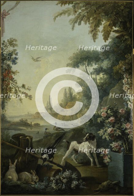 Paysage au chien, between 1765 and 1770. Creators: Jean Baptiste Marie Huet, Jean-Honore Fragonard.