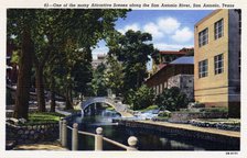 Scene on the San Antonio River, San Antonio, Texas, USA, 1943. Artist: Unknown