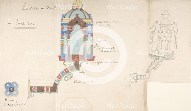 Designs for a Church Wall Lantern, ca. 1880. Creator: Richardson Ellson & Co.