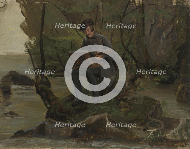 A Painter at his Paint Box, 1837-1840. Creator: Adolph Tidemand.