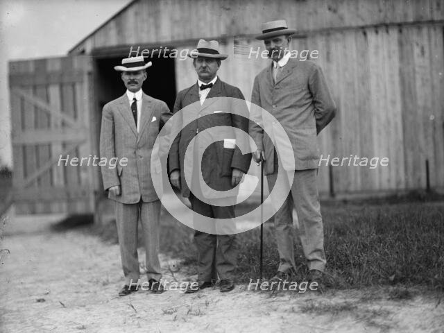 Wright Flights, Fort Myer, Va, July 1909. Spectators: Maj. G.O. Squier; Rep. Prince; Gen. Allen. Creator: Harris & Ewing.