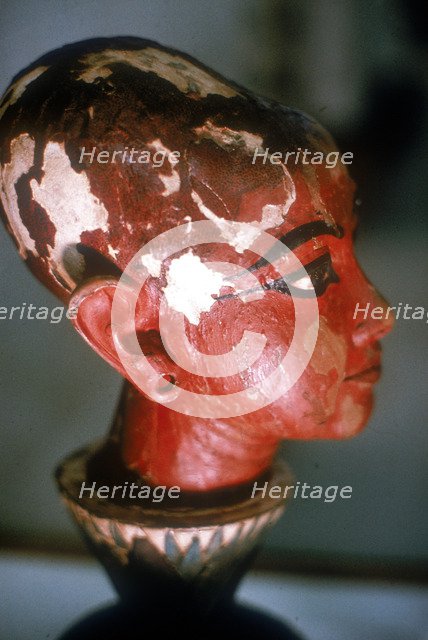 Head of Tutankhamun as a child emerging from a lotus flower. Artist: Unknown