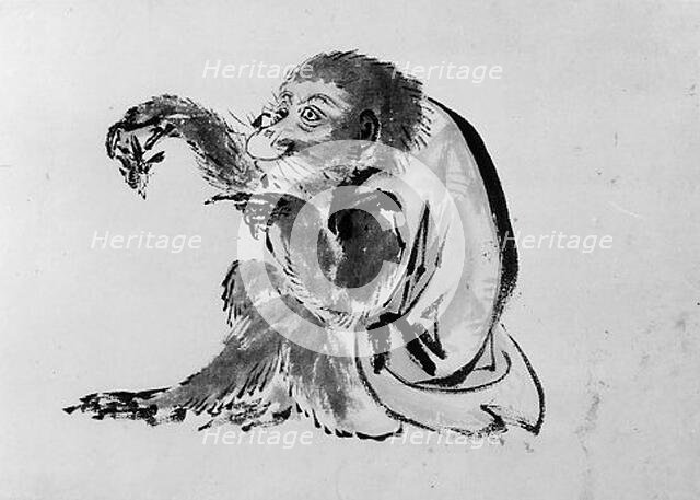 Monkey and Bee, 19th century. Creator: Hokusai School.