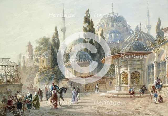 The Sehzade Mosque in Constantinople. Artist: Flandin, Eugène-Napoleon (1803-1876)
