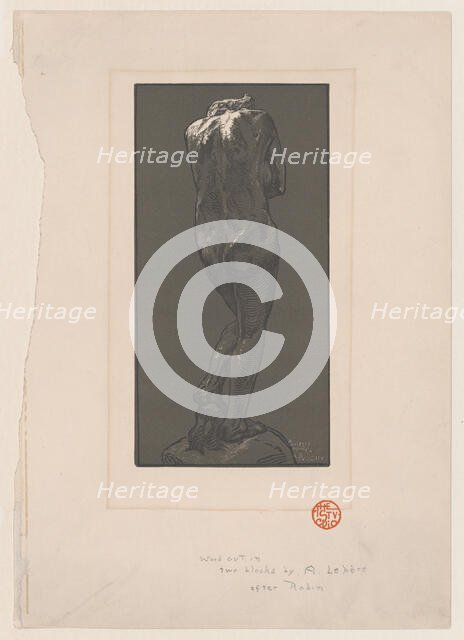 Nude statue, seen from behind, ca. 1902. Creator: Auguste Lepere.