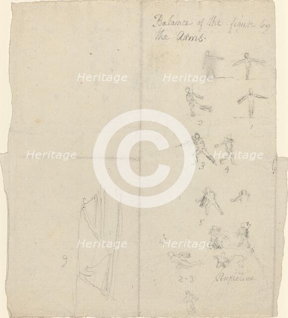 Figures Illustrating Balance and Perspective [recto]. Creator: John Flaxman.