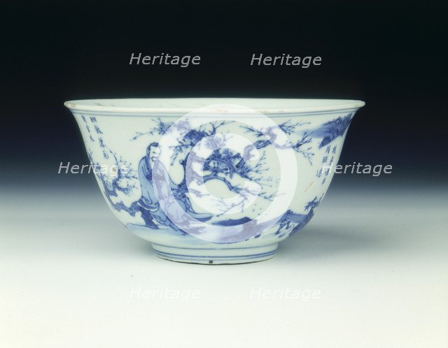 Bowl with scholars, Transitional period, China, c1630-1662. Artist: Unknown