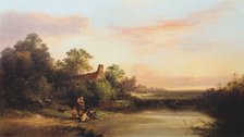 'English Landscape with Cottage and Stream', 1860. Artist: Edward Charles Williams