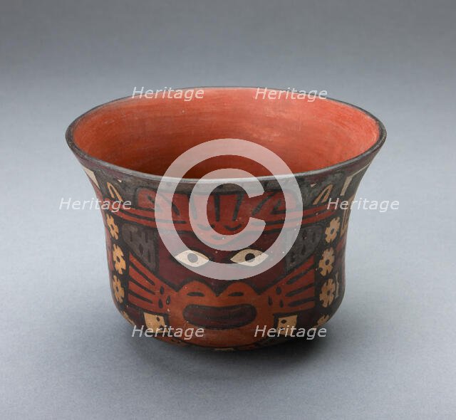 Cup Depicting a Ritual Perfomer Wearing a Feline Mask, 180 B.C./A.D. 500. Creator: Unknown.