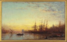 Le port de Marseille au coucher du soleil, between 1890 and 1895. Creator: Felix Francois Georges Philibert Ziem.